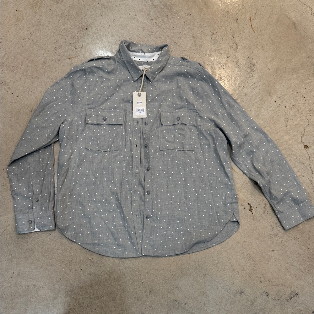 Lucky Brand Gray Polka Dot Blouse